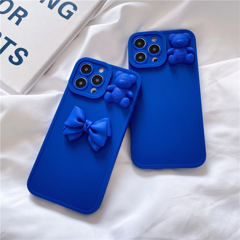 Three-dimensional bow silicone bear iphone case