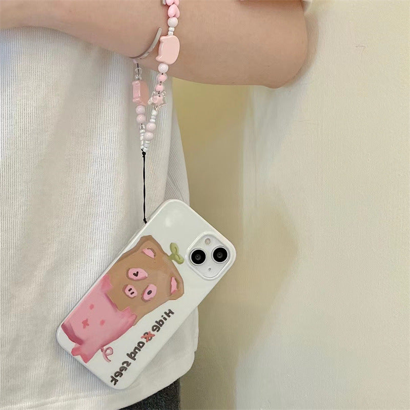 Funny cute pink pig chain soft shell iphone case