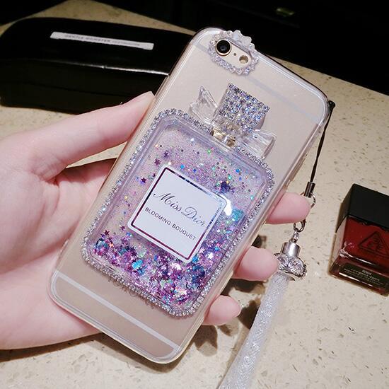 Perfume bottle liquid quicksand rhinestone iPhone case