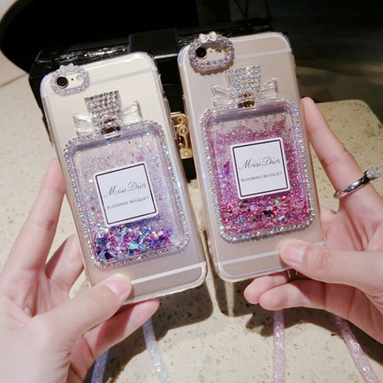 Perfume bottle liquid quicksand rhinestone iPhone case