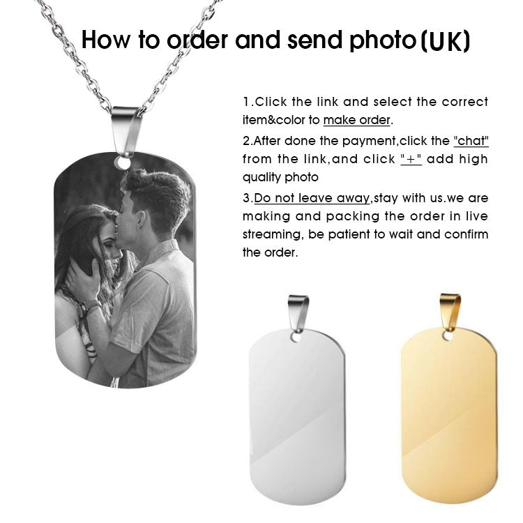 photo dog tags stainless steel neckiace pendant gift ideas