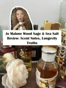 A satisfied fragrance enthusiast holding a bottle of Wood Sage and Sea Salt perfume, sharing an honest review and daily wear recommendation.