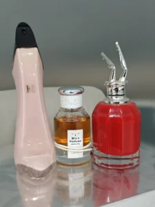 Visual cost breakdown comparing a high-end designer oriental floral perfume to an affordable long-lasting alternative in the US market.