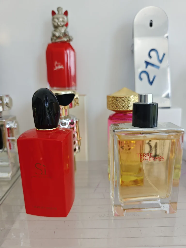 Side-by-side comparison of a $250 luxury niche rose perfume and a high-quality La Fille de Berlin dupe by IMIXX